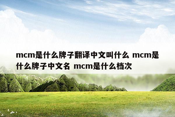 mcm是什么牌子中文名叫什么