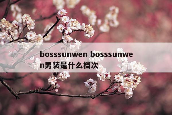 bosssunwenbosssunwen男装是什么档次(男装bosssunwen是什么档次)